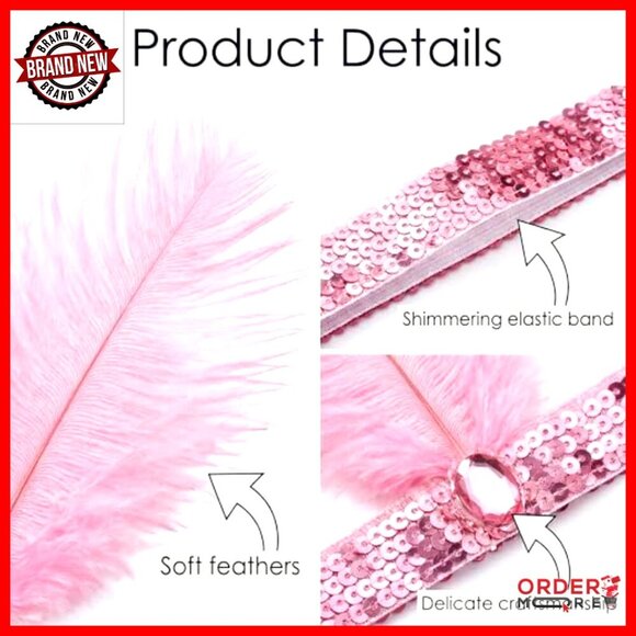 45 Pcs Feather Headbands for Women, 1920s Flapper Costume Party Accessories main image 6